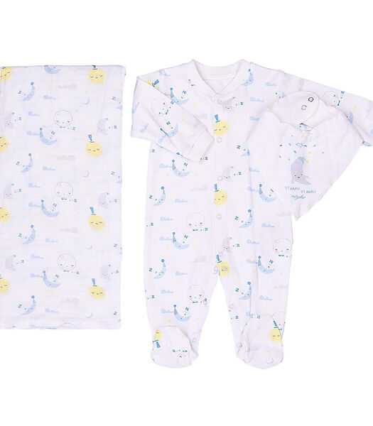 Kit pyjama, maxi lange et bandana en coton bio