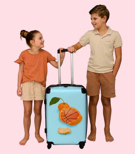 Handbagage Koffer met 4 wielen en TSA slot (Basketbal - Sinaasappel - Fruit - Oranje - Blad)