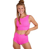 Roze bikinibroekje met hoge taille en kreukeffect Naza Scrunchy image number 0