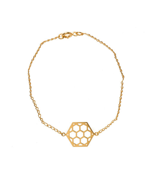 Hexagon Bee Armband – Goudkleurig