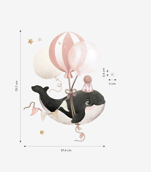 SELENE - Grote sticker - Ork en ballonnen (roze)