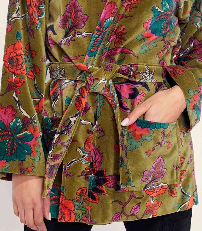 Kimono court imprimé velours lisse KIMSHO image number 4