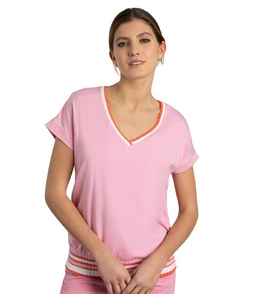 T-shirt décontracté bordures tricot rayées
