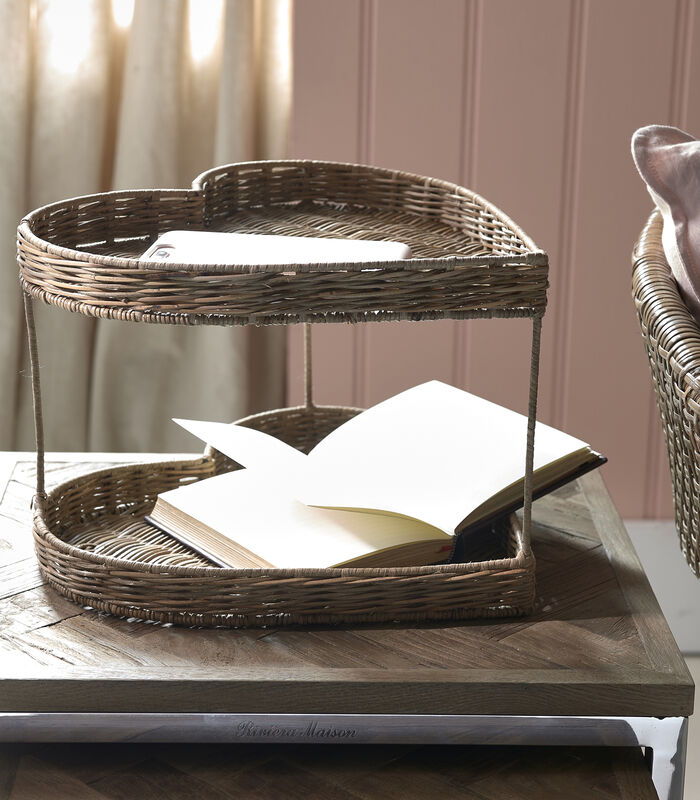 Rustic Rattan Double Heart Tray image number 1