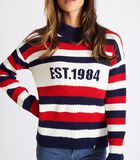 KERRY COLUMBUS damessweater in marineblauw, ecru en rood image number 1