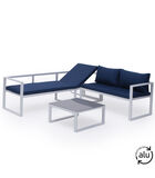 IBIZA modulaire tuinset in blauwe stof 4 zitplaatsen - wit aluminium image number 2