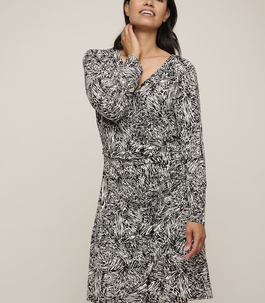 Fausse robe portefeuille Black doodle S