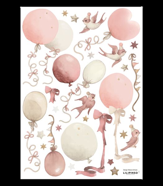 SELENE - Muurstickers - Ballonnen en vliegers (roze)