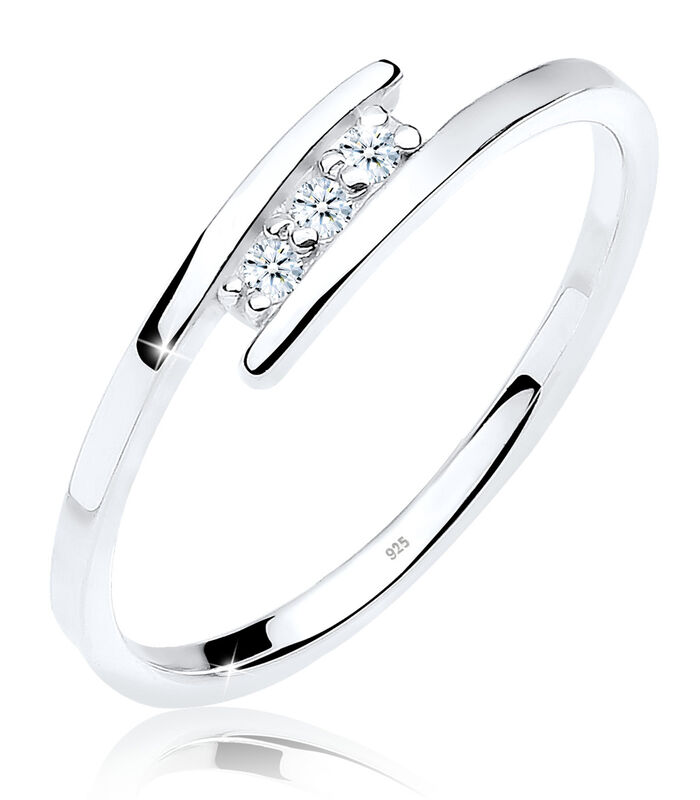 Ring Dames Klassiek Elegant Met Diamant (0,06 Ct.) In 925 Sterling Zilver image number 0