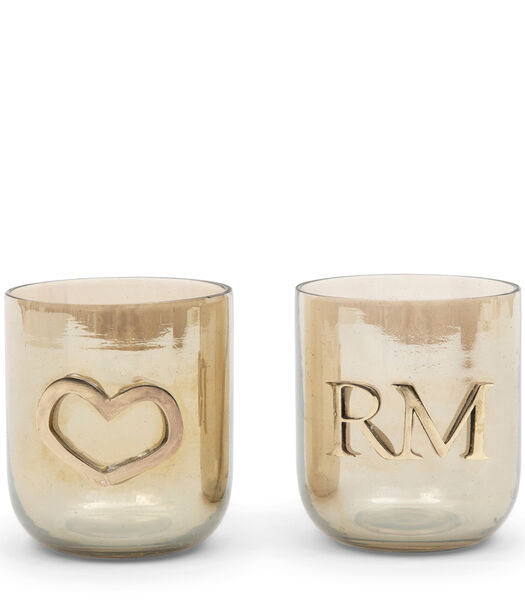 Lampes d'intérieur - Boîte votive RM Love - Or - Lot de 2 pièces