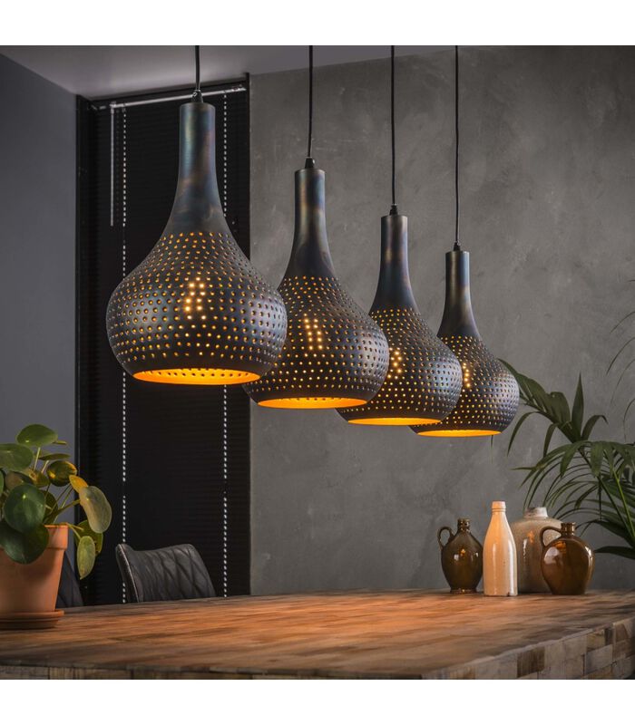Flask Cone - Lampe suspendue - noir/brun - 4 abat-jours coniques en métal image number 1