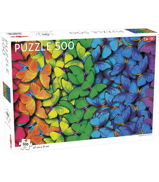 Puzzle Tactique Spécial Amoureux : Papillons arc-en-ciel - 500 pièces