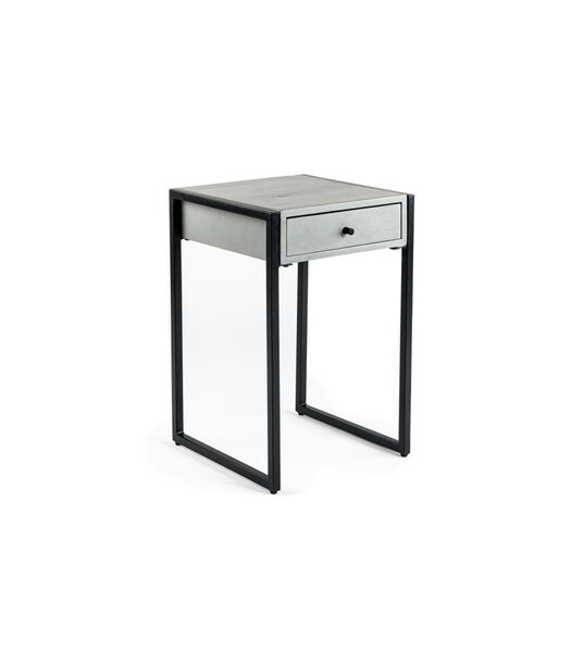 Smoke - Table de chevet - acacia - gris foncé - 1 tiroir - châssis acier - noir