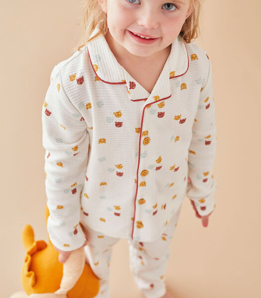 Jersey 2-delige pyjama met prints, ecru