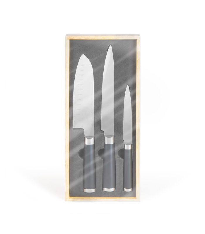 Set de 3 couteaux type japonais en coffret bois image number 3