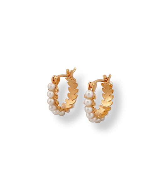Boucles d'oreilles - Anneaux perles - Doré