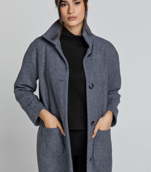 Manteau mélangé gris en laine par Conquista Fashion