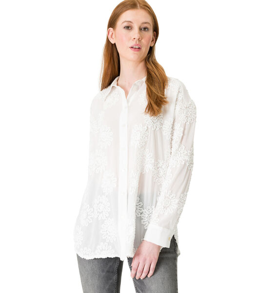 Overhemd blouse met borduursel