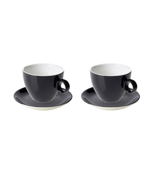 Tasse à cappuccino et soucoupe  Bart Color Cafe 23 cl 15 cm Porcelaine noire 2 pièce(s)