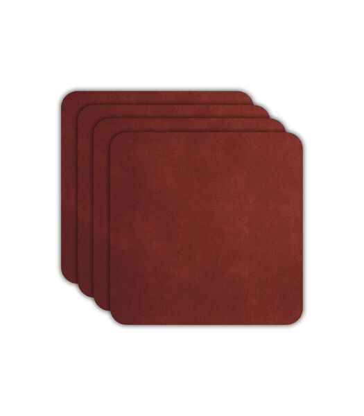 Onderzetters - Soft Leather - Red Earth - 10 x 10 cm - 4 Stuks