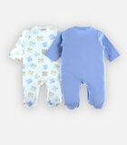 Set met 2 iconic jersey pyjama's, ecru/blauw image number 2