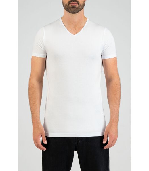 Slater T-shirts Basique Lot de 2 Col-V Extra Long Blanc