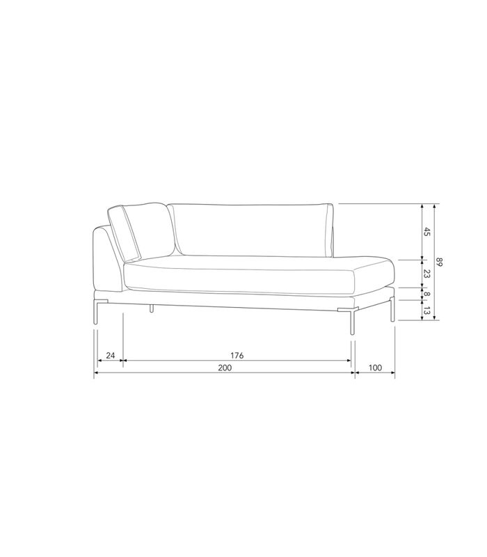 Couple Lounge Element  - Polyester - Donkergrijs - 89x100x200 image number 4