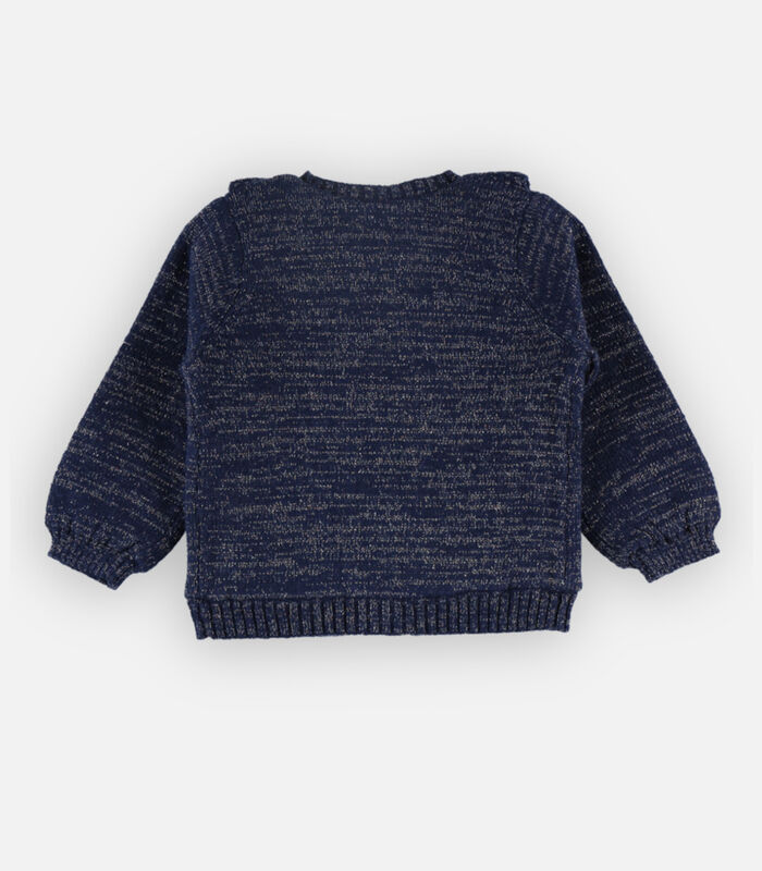 Tricoloudoux cardigan met ruches, donkerblauw image number 1