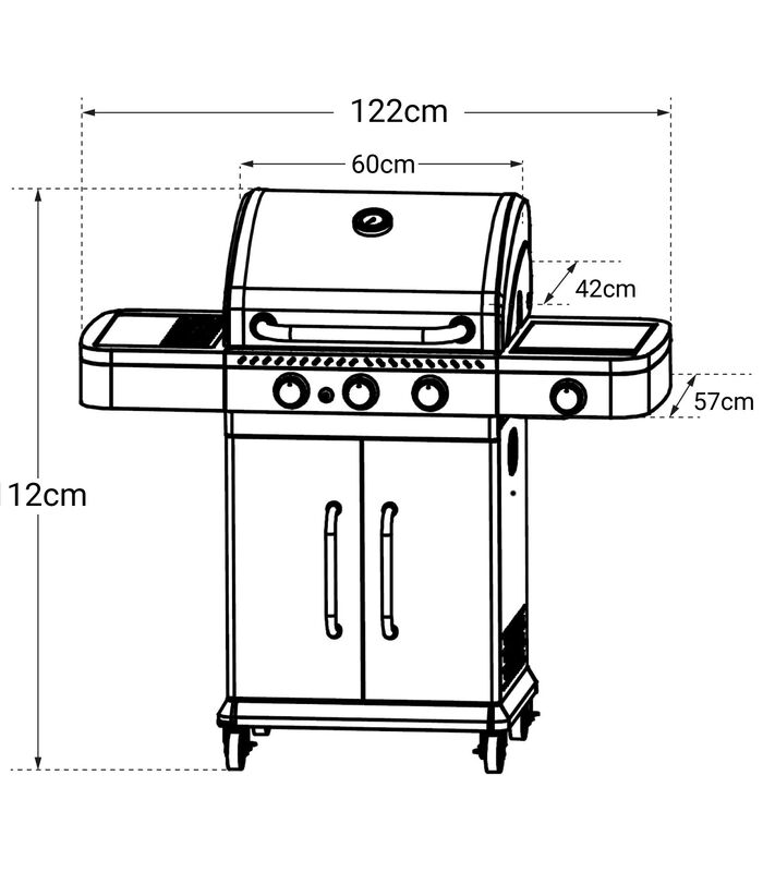Barbecue au gaz FIDGI 3 avec thermomètre - 3 brûleurs + réchaud 11,5kW image number 3