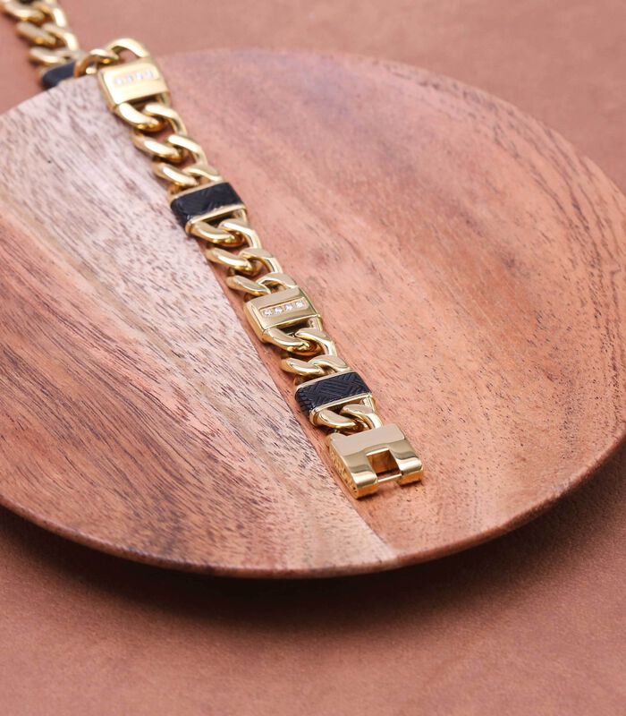 Bracelet pour homme en acier plaqué or avec lien gourmette image number 2