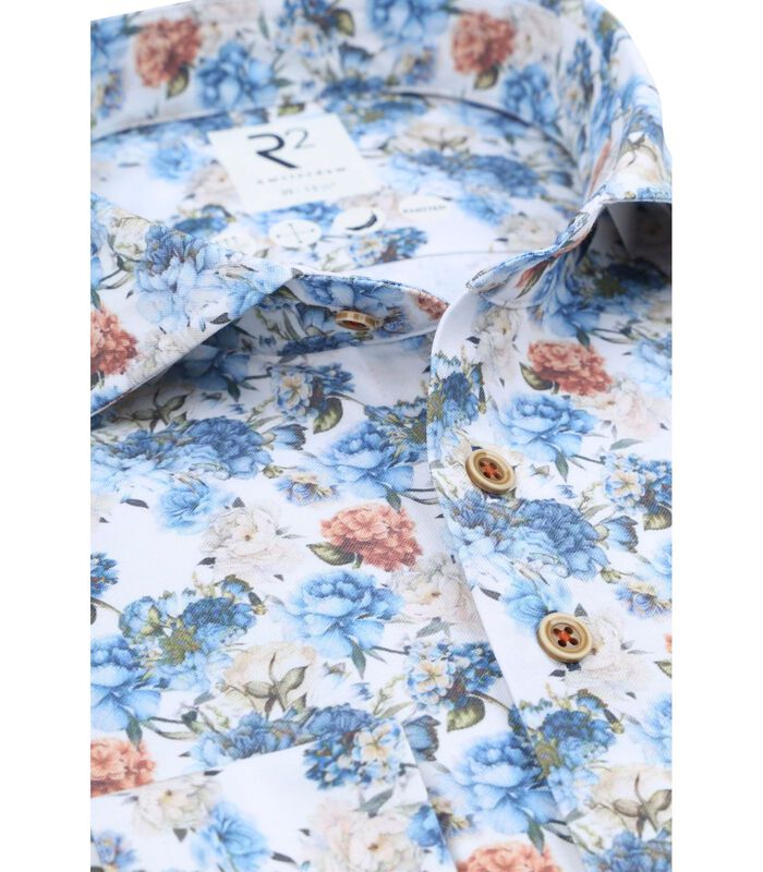 Knitted Piqué Overhemd Bloemen Lichtblauw image number 1