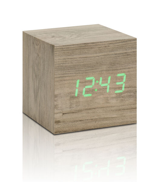 Cube click clock Réveil - Frêne/Vert LED