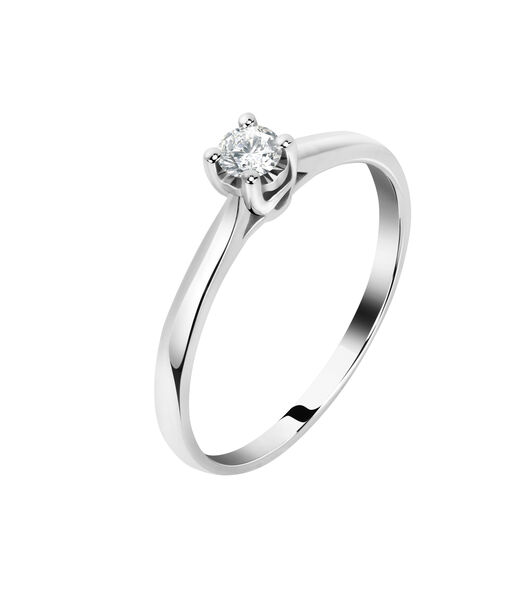 Bague en or blanc 750, diamant lab grown