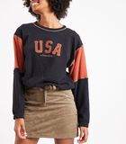 Sweatshirt USA noir femme Zaven Modelo image number 2