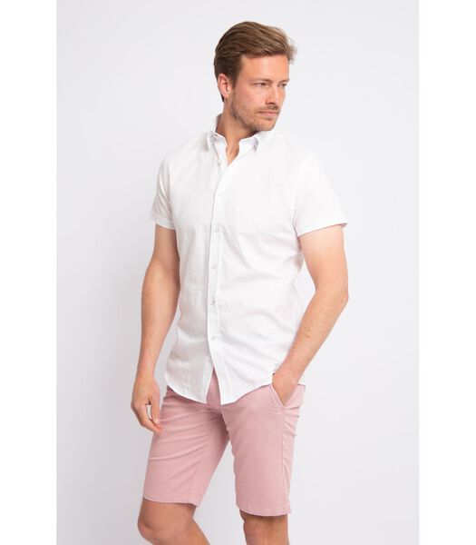 Suitable Short Sleeve Overhemd Linnen Wit