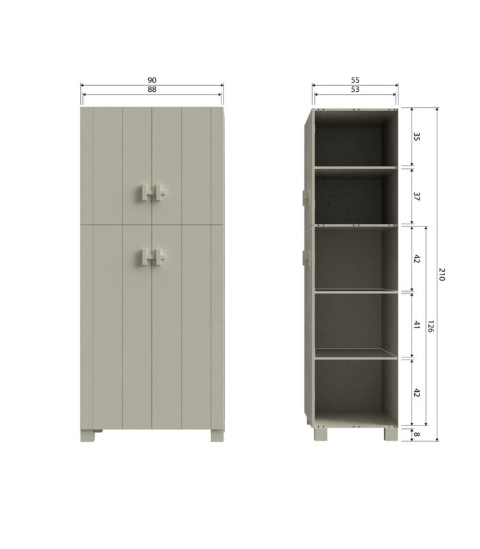 Paquet d'Options Pour Armoire - Pin - Dust - 210x90x55  - Mees image number 0