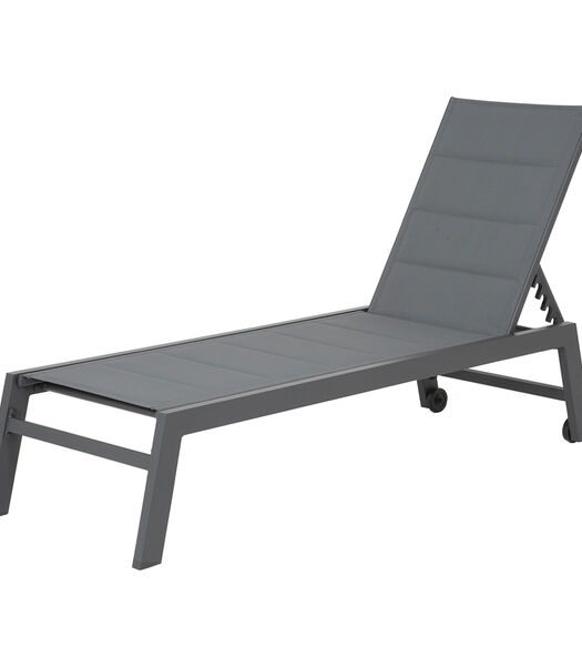 BARBADOS ligstoel in grijs textilene - aluminium grijs antraciet