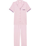 Gestreepte 7/8 pyjama van katoen en elastaan TOUDOUX 506 - paars ecru image number 3