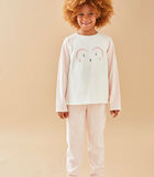 Fluwelen 2-delige pyjama met uil, lichtroos/ecru image number 0