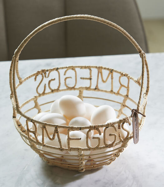 Rattan Egg Eierhouder rotan - eiermand met handvat (ØxH) 25x27.5 cm