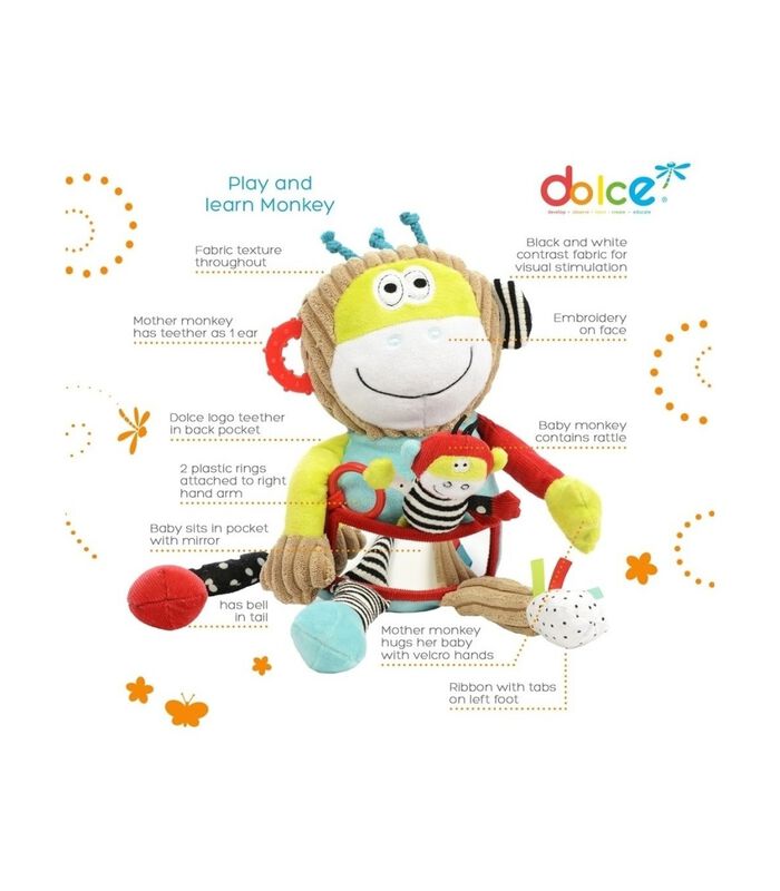 Toys speelgoed Classic activiteitenknuffel aap Charlie - 25 cm image number 1