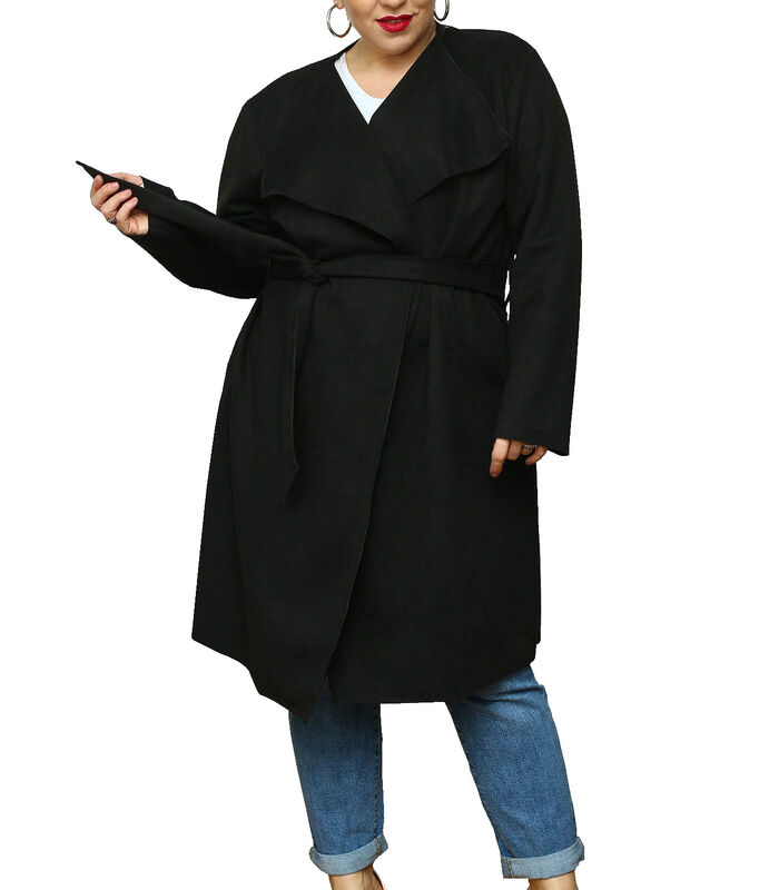 Manteau enveloppe en suède confortable avec ceinture SIMONA image number 0