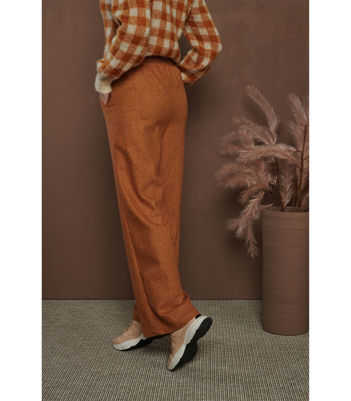 Pantalon en tweed rouge-marron à motif chevrons image number 1