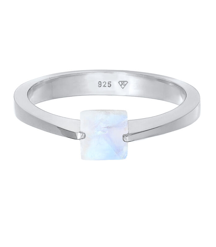 Ring Elli Premium Ring Damesband Solitaire Vierhoek Met Maansteen In 925 Sterling Zilver Verguld image number 1