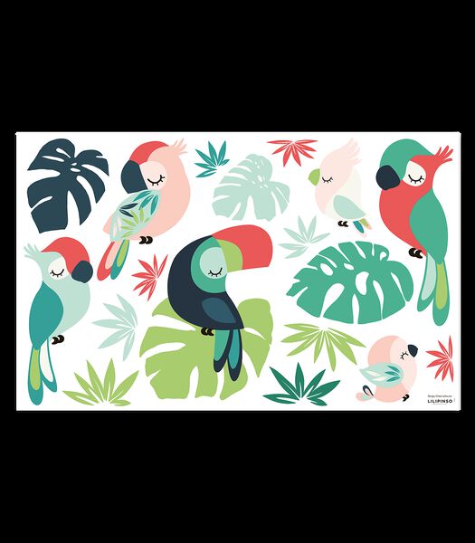 TROPICA - Muurstickers - tropische papegaaien