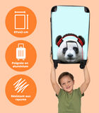 Bagage à main Valise avec 4 roues et serrure TSA (Panda - Casque d'écoute - Animal - Notes de musique - Rouge) image number 2