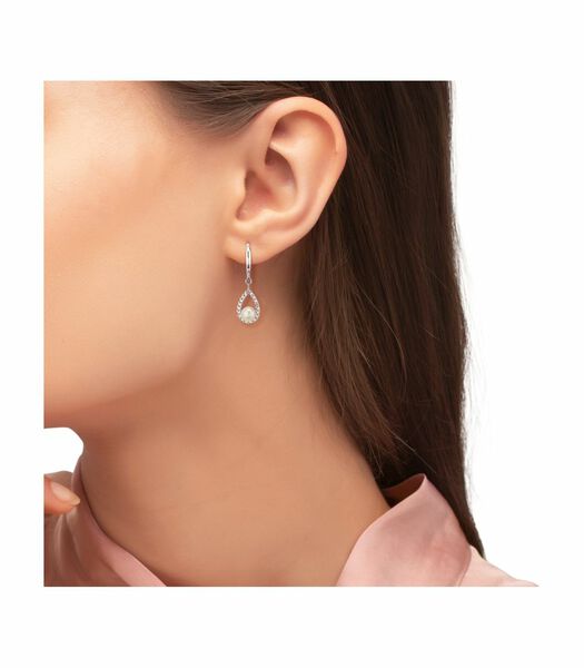 Boucles d'oreilles pour femme, argent 925 Sterling, zirconium synth., perle de culture d'eau douce