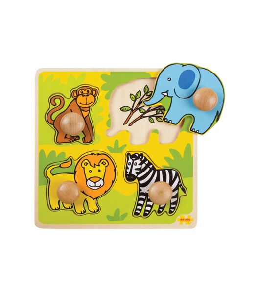 Bigjigs puzzle à boutons en bois Safari - 4 pièces