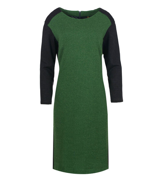 Rechte groene jurk met grijs detail