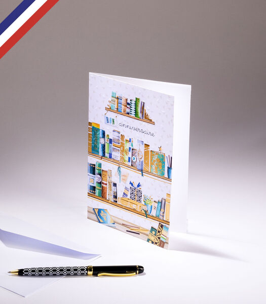 Carte double Miniature    - Bon anniversaire - Livres